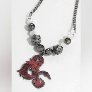 🆕 Dungeons & Dragons • Choker Necklace with 3D Dice Charms & Dragon Emblem